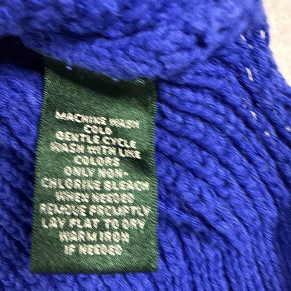 Ralph Lauren LRL Womens Sweater Med Cotton Blend Royal Blue V Neck Collar - Picture 5 of 10
